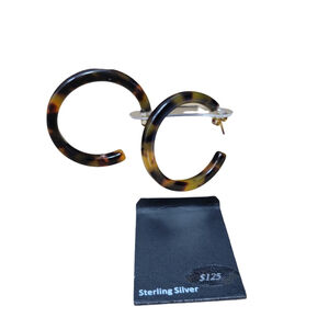 Simone Smith Women's Medium Tortoise Shell Look Earrings. 18K Gold Plated NWT